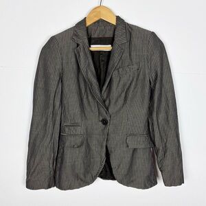 Zara Basic Blazer Jacket Size Small Striped Linen Viscose